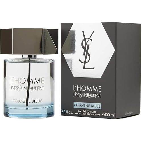 YVES SAINT LAURENT L'homme Cologne Bleue For Men Eau De Toilette Spray, Multicolor, aromatic aquatic, 3.3 Fl Oz