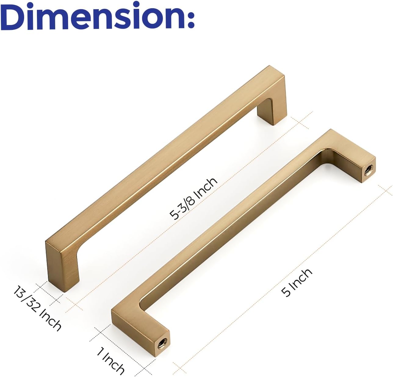 Ravinte 10 Pack Solid 5 Inch Square Cabinet Handles - Champagne Bronze Pulls for Drawers and Kitchen Cabinets - Hardware