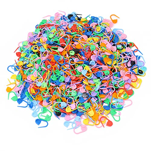 yueton 1000PCS Colorful Plastic Safety Pins, Knitting Markers Crochet Clips, Knitting Crochet Stitch Markers, Locking Stitch Knitting Place Markers, Stitch Counter Needle Clips
