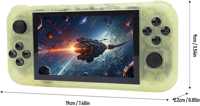 RG50XX Retro Handheld Game Console, Portable Game Emulator with 128GB Card for 5 Inch IPS 800x480 2D 3D Gaming, Supports HD Multimedia Interface TV Output Yellow