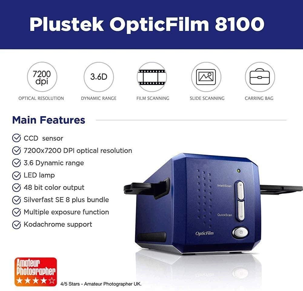 スキャナー Plustek OpticFilm 8100 35mm Film Scanner OpticFilm 35mm Negative Film/Slide Scanner with 7200 DPI and