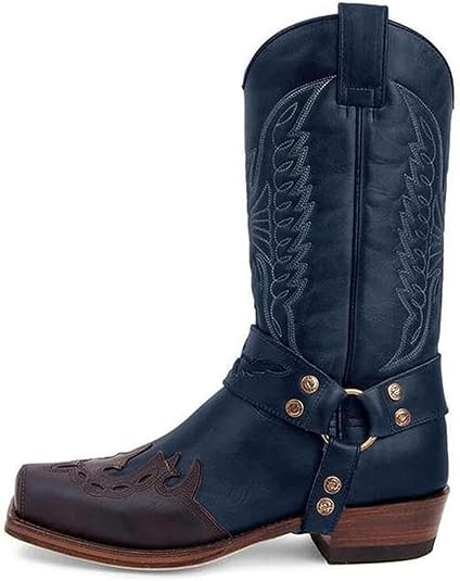 Cowboy Laarzen Voor Mannen Vrouwen Vierkante Teen Verontruste Werk Laarzen  Geborduurde Westerse Laarzen Traditionele Country Boot Westerse Werk Combat  Boot Western Cowboy Mid-Kuit Breed Kuit Trek Laarzen Voor Mannen :  Amazon.nl: Kleding,