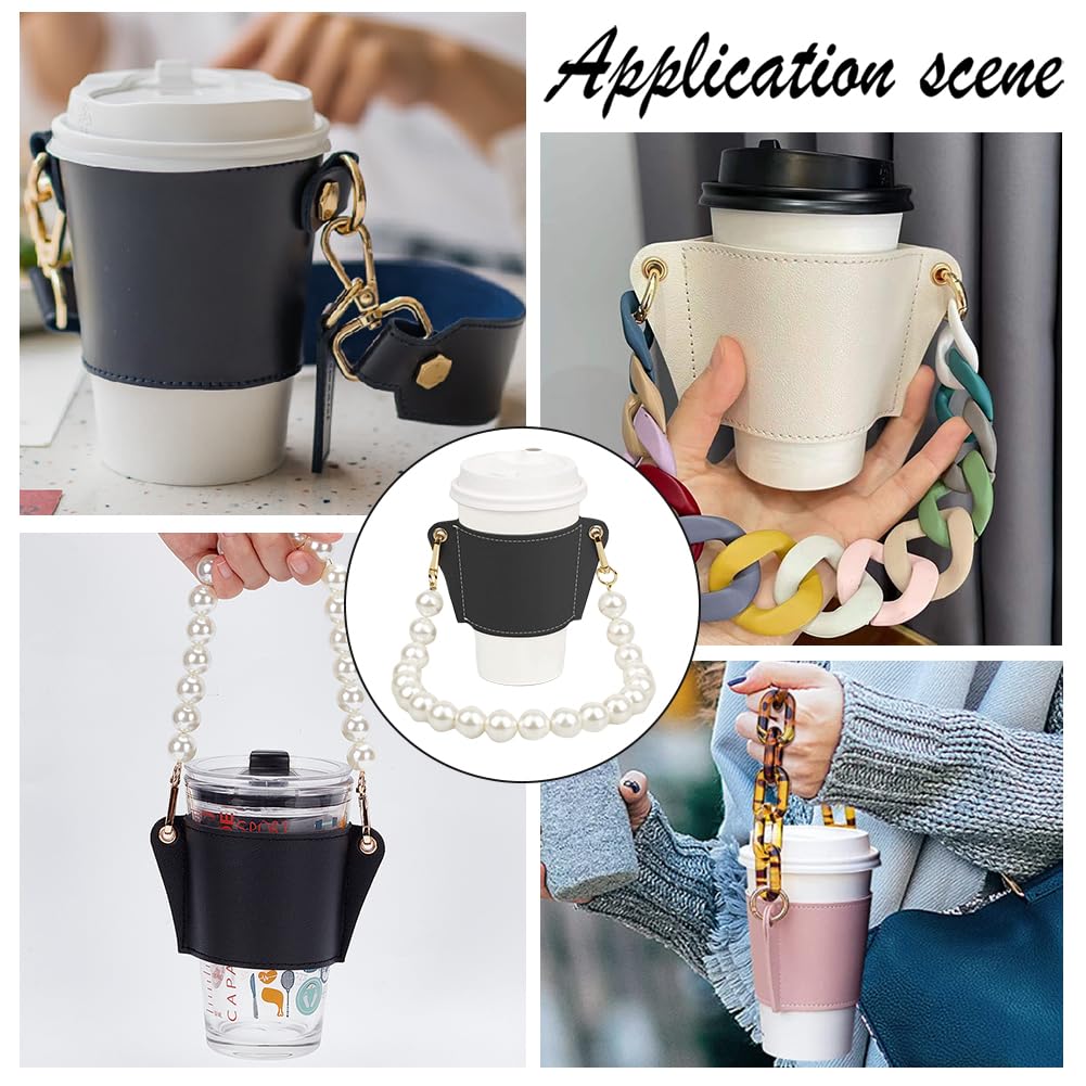 Amazon.com: WADORN Reusable PU Leather Cup Sleeve with Pearl Bead