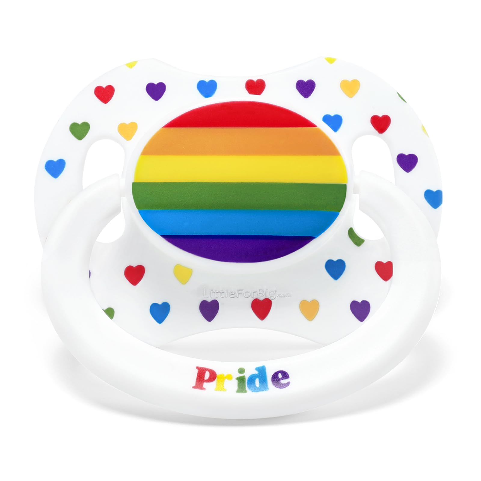 LittleForBig Bigshield Generation-II Adult Sized Printed Pacifier Rainbow Pride Pattern White