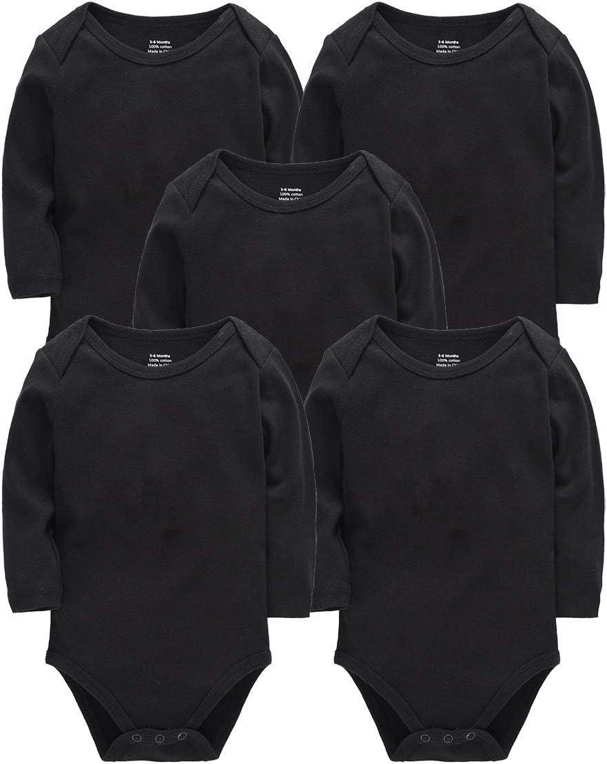 kavkas Long Sleeve Newborn Bodysuits Plain Baby Vest Undershirt Cotton Baby Clothes for Boys and Girls 5 Pack, 0-24 Months kavkas Long Sleeve Newborn Bodysuits Plain Baby Vest Undershirt Cotton Baby Clothes for Boys and Girls 5 Pack, 0-24 Months