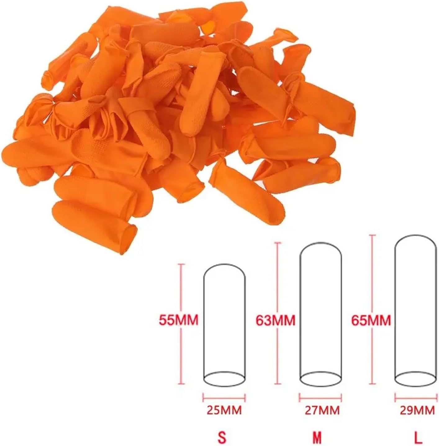 Finger Sleeves 100PCS Fingertips Protector Gloves Rubber Finger Cover Non-Slip Latex Cots Nail Art Tool(S-25mm)