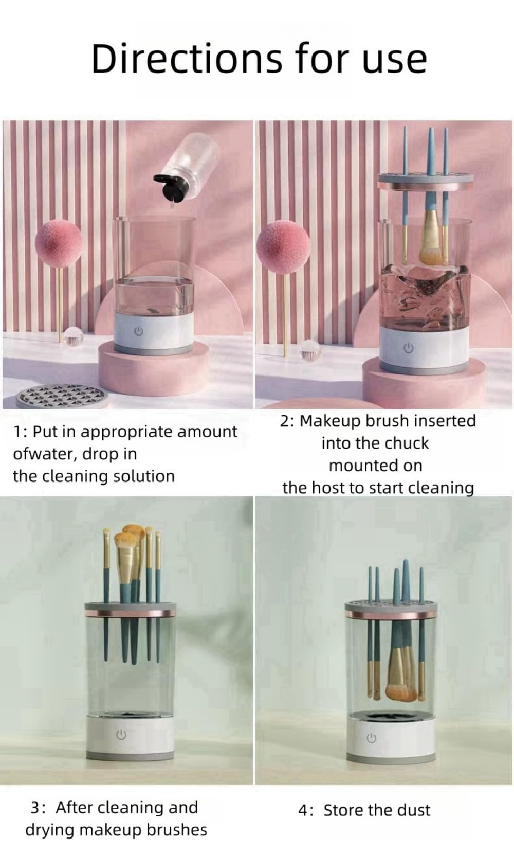 Nettoyeur de pinceaux de maquillage électrique, nettoyeur de pinceaux de maquillage électrique, libérez vos mains, nettoyeur de pinceaux de maquillage auto-rotatif pour toutes les tailles de pinceaux