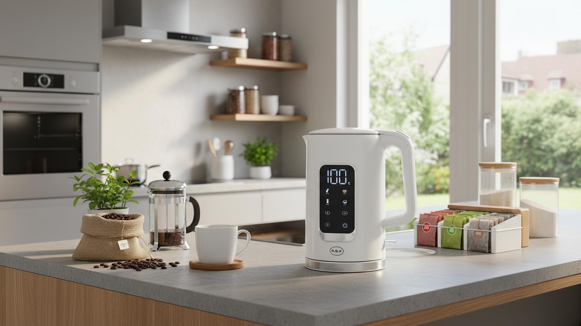 RGV Bollitore Elettrico Digitale - 1,7L con Display LED, Controllo Touch e Temperatura Regolabile 40–100°C