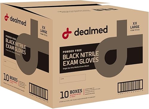 Miniatura 8 de Dealmed Black Nitrile Exam Gloves  Disposable Multi-Purpose Use Medical Gloves Use for First Aid and Medical Facilities