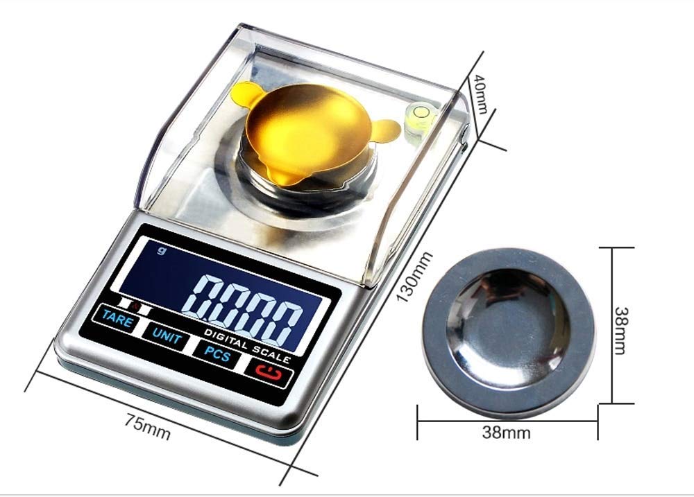 Balanza de pesaje de Laboratorio electrónico LCD de precisión de 0.001g balanza de joyería Digital de Bolsillo de miligramo de Germen de Oro de Diamante, Muestra de Color