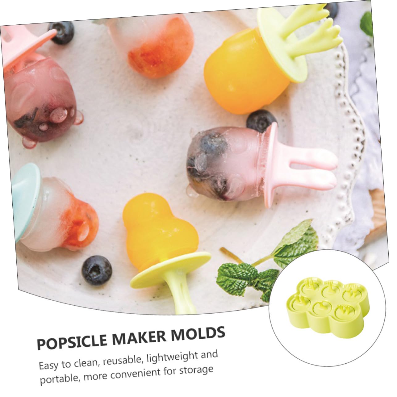 4 Moules à Glace en Silicone, Forme Animaux, Réutilisables et Légers, Faciles à Nettoyer, pour Préparation DIY de Glaces Maison