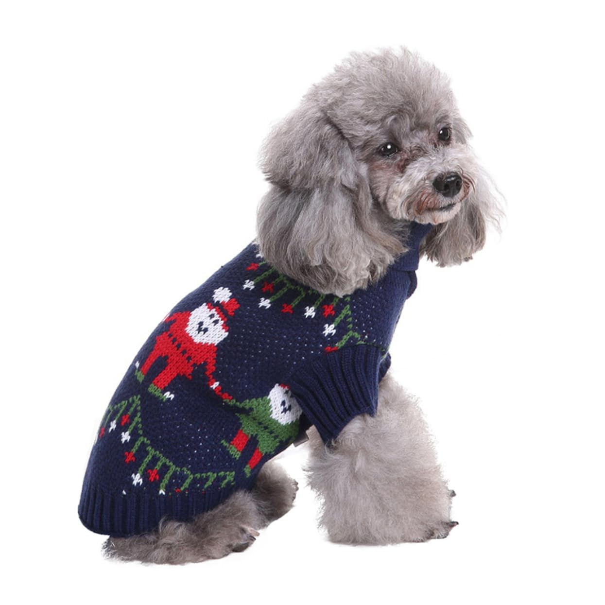 Housoutil 3pièces Pull Tricot pour Chien Manteau Turtleneck De Noël Doux Et pour Animaux Vêtements Hiver pour Chiens Bleu