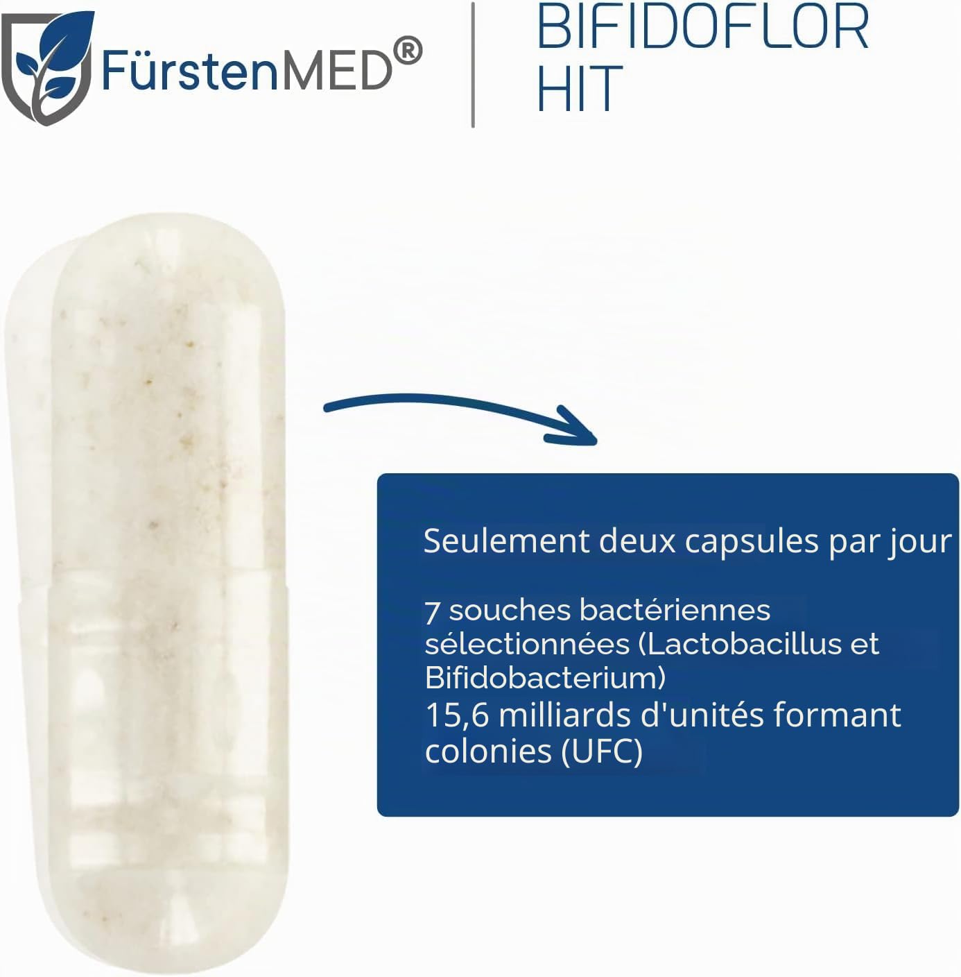FürstenMED® Bifidoflor HIT avec 7 souches probiotiques – Lactobacillus Salivarius, Gasseri, Rhamnosus et 4 bifidobacterium – Complément alimentaire normal pour la santé digestive intestinale – 60