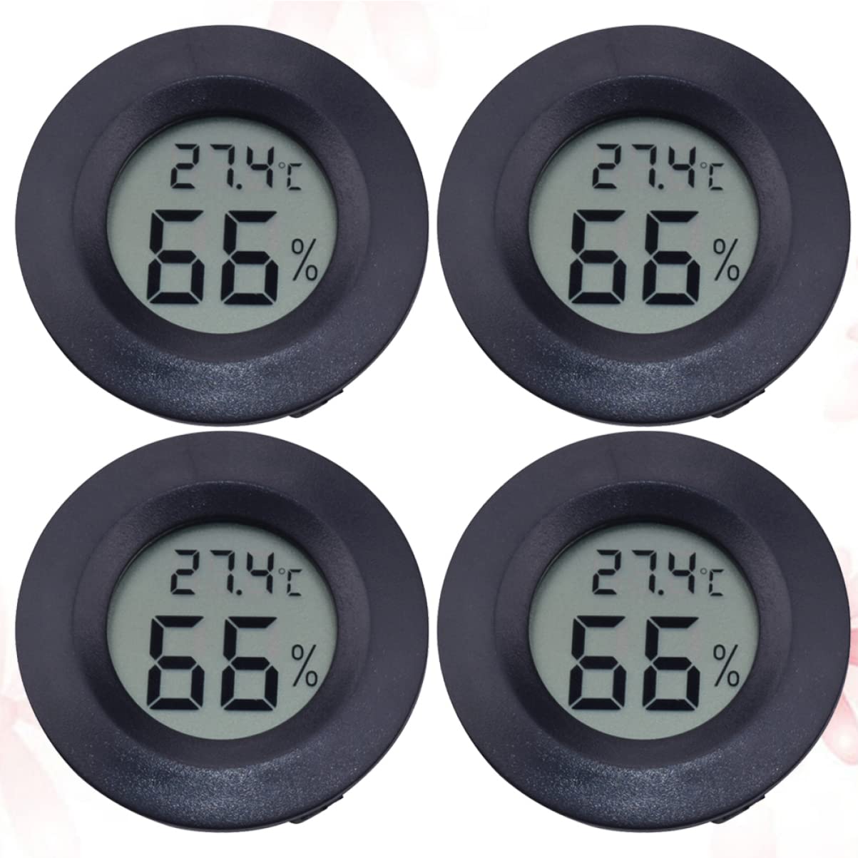 Happyyami 8piezas Higrómetro Digital De Temperatura Para Reptiles Electrónico Compacto y Ligero Medidor De Humedad Para Tiendas De Mascotas y Uso Casa Negro
