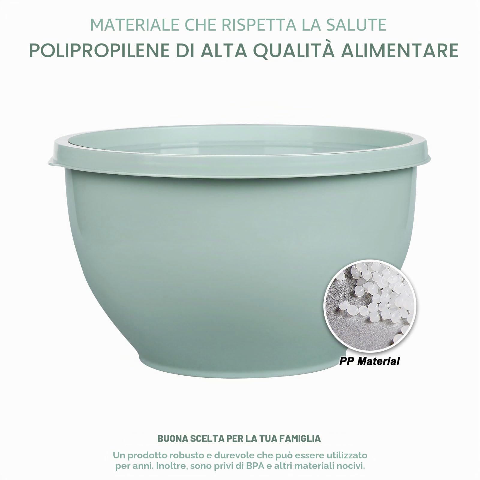 Greentainer Set di 5 ciotole in plastica con coperchi, per cucinare, preparare, cucinare e servire alimenti, lavabili in lavastoviglie, adatte al microonde, per mescolare e servire (grigio e rosa)