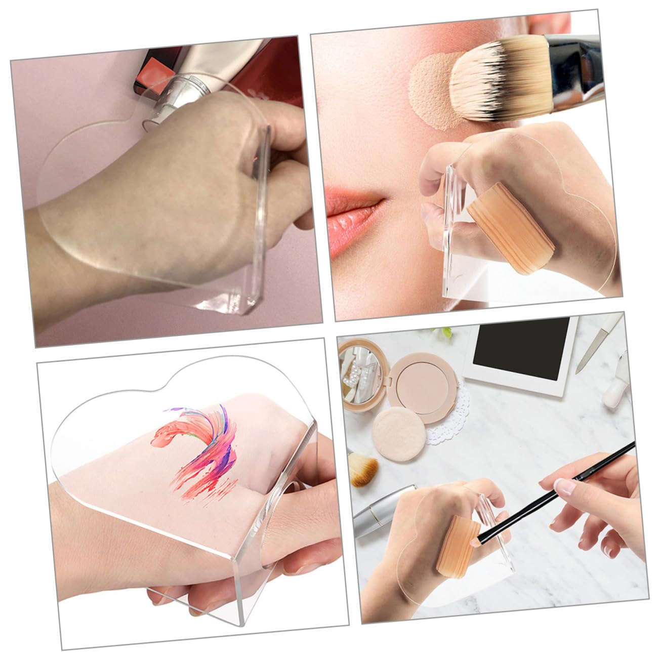 Beatifufu Foundation Mixing Palette Stainless Steel Spatula Acrylic Makeup Mixing Tray