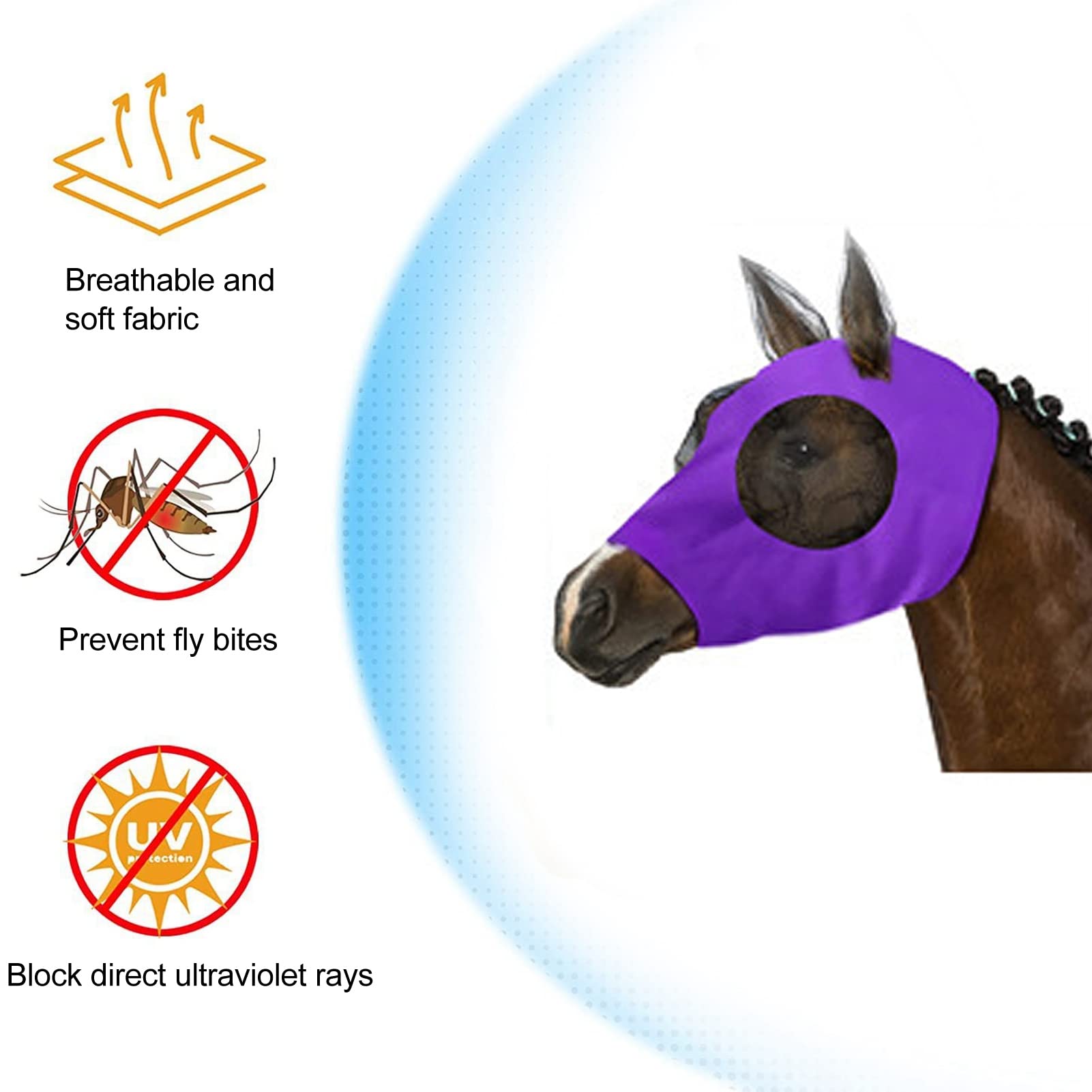 Harrison Howard CareMaster Midge-Proof Masque Anti-Mouches pour Cheval Protection UV avec Protection des Oreilles Noir Taille M