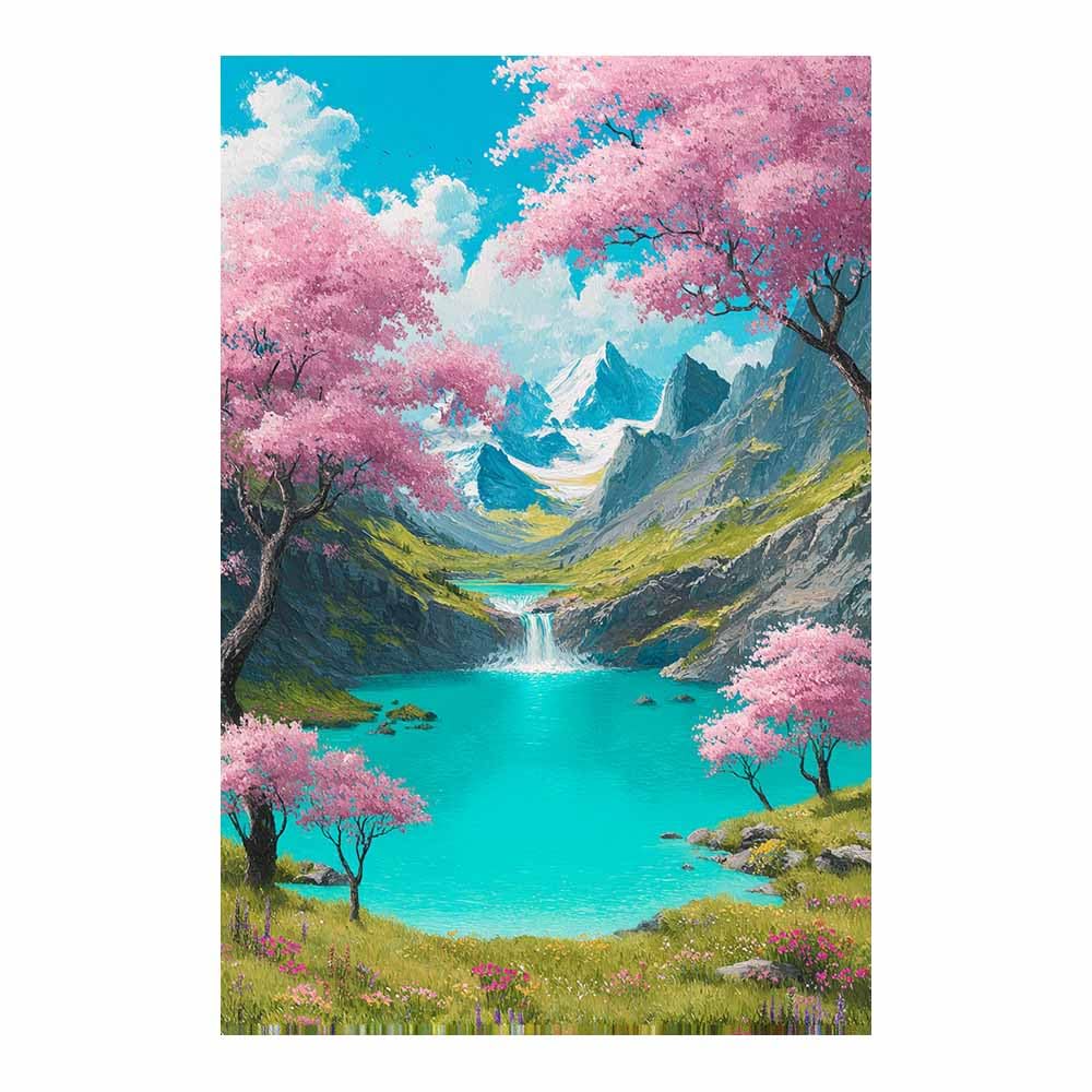 HOQIU Vintage wall art Mountainse Lake Art decorative painting, wall art, for Living Room Bathroom Bedroom Kitchen Decoration.(Multicolor)-80x120cm Unframed