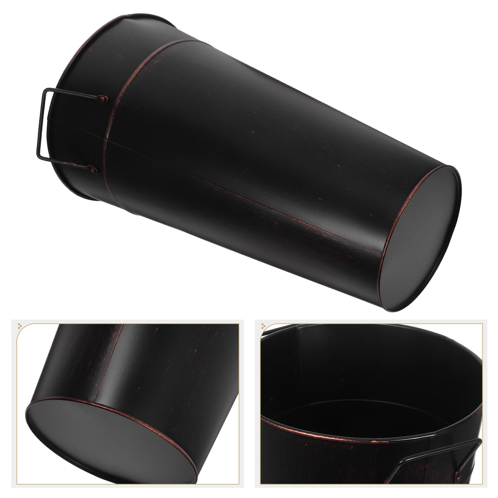 DOITOOL Leñero de Metal con Asa para Chimenea, Cubo Alto con Gran Capacidad, Organizador Decorativo y Portátil para Leña en Interiores y Exteriores