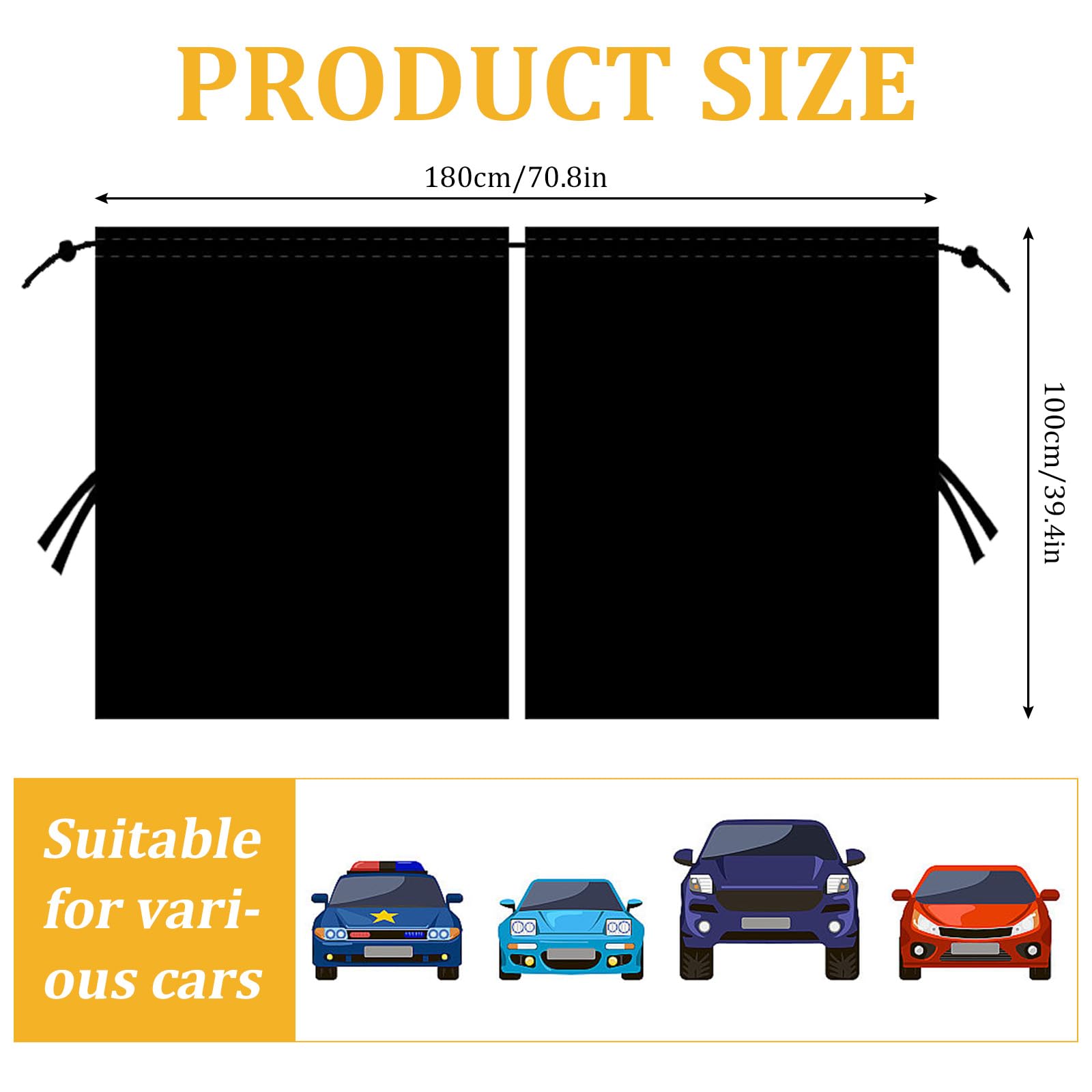 HEKOBAG Cortinas divisoras de privacidad para coche, 180 x 100 cm, cortina opaca de doble capa para asiento de coche, cortina de división delantera y trasera, divisor extraíble para coche y camping