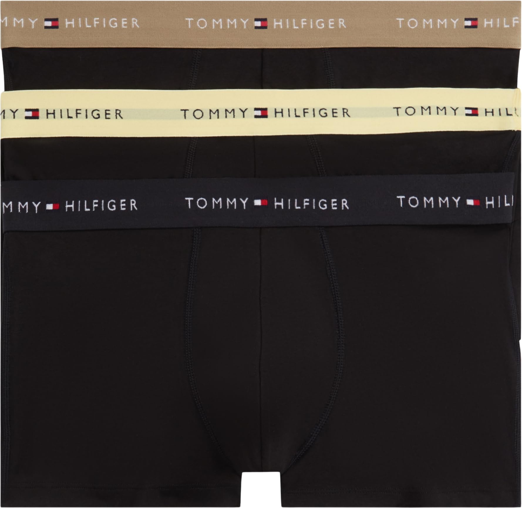 Tommy Hilfiger Herren 3er Pack Boxershorts Trunks aus Baumwolle mit Stretch, Schwarz (Blk/Citrnela/Woodridge), L