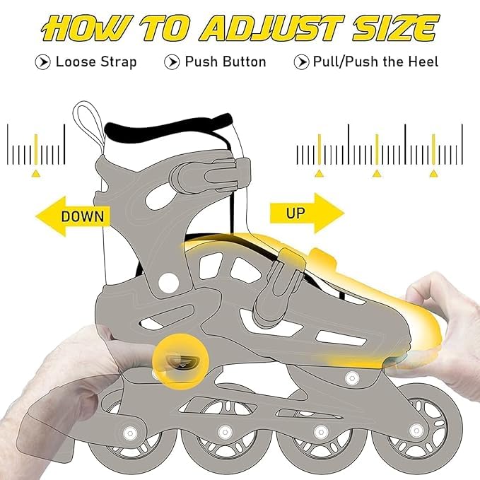 Image of Inline Skating Shoes for Kids - Adjustable Skating Shoes Inliner 4 Wheeler Roller SkatingShoes | InlineSkates for Boys 10 to 14 Years with Liner Boot | SkatingShoes Inline Kit [ Multi Colour ]