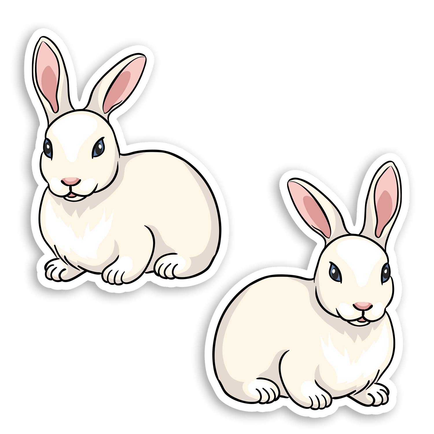 Destination Vinyl Ltd Multi 2 X 10Cm Cute White Bunny Rabbit Vinyl Stickers - Rabbits Kids Sticker #29073