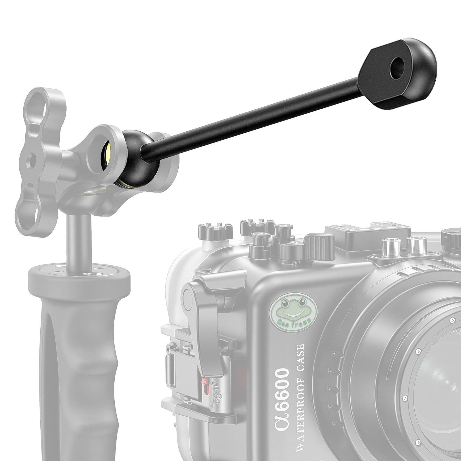 Sea frogs Adaptador YS de Aluminio de 17,78 cm, Brazo esférico para conectar luz estroboscópica de vídeo a Carcasa submarina