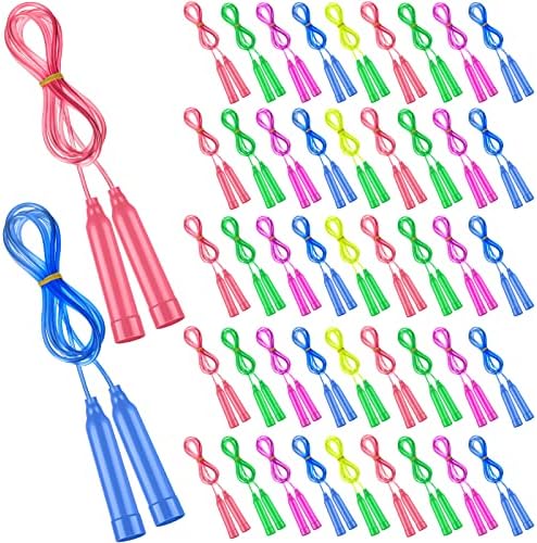 Kids Jump Rope Set Colorful Skipping Rope Adjustable Plastic Jumping Rope for Outdoor Activity Kids’ Fitness Equipment Sport Birthday Party Favor