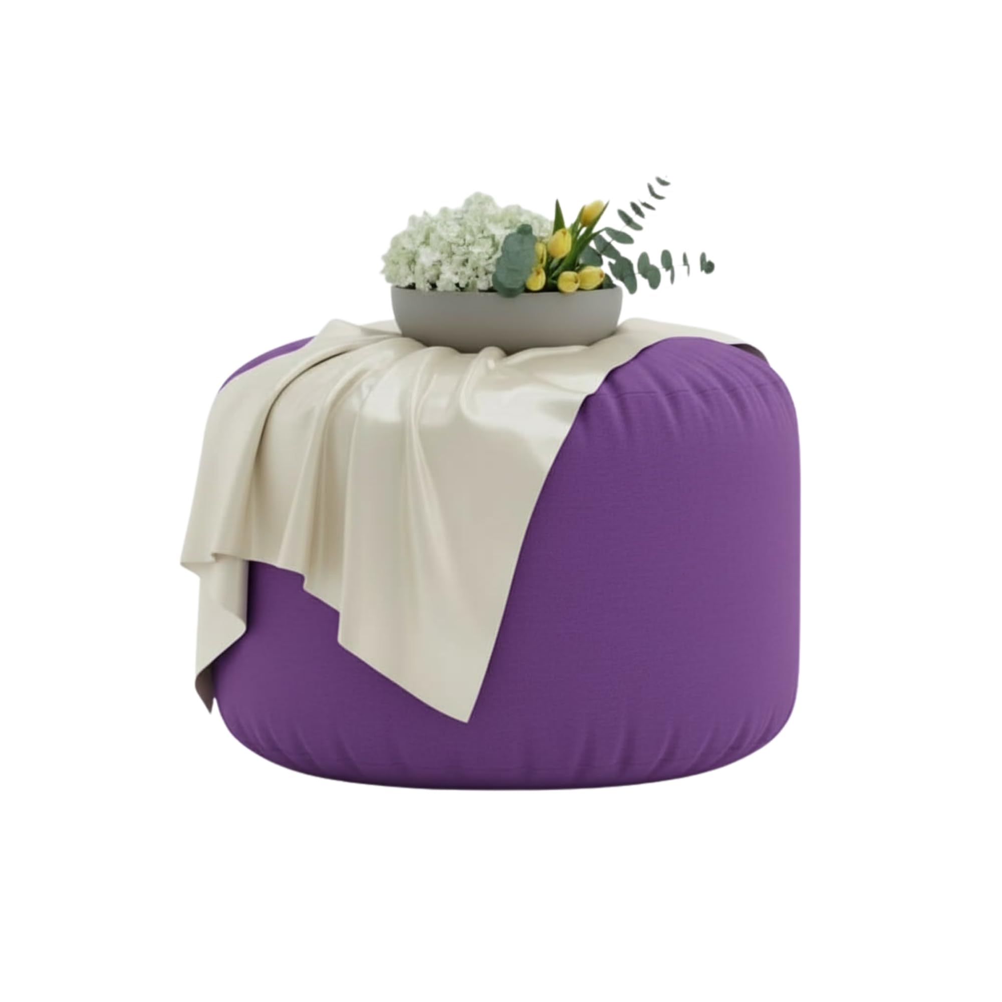 Kosiproducts Beanbag Ottoman Footstool Round Pouf Chair Pouffe Water Resistant 100% soft luxury Polyester (Purple 45x45x45)