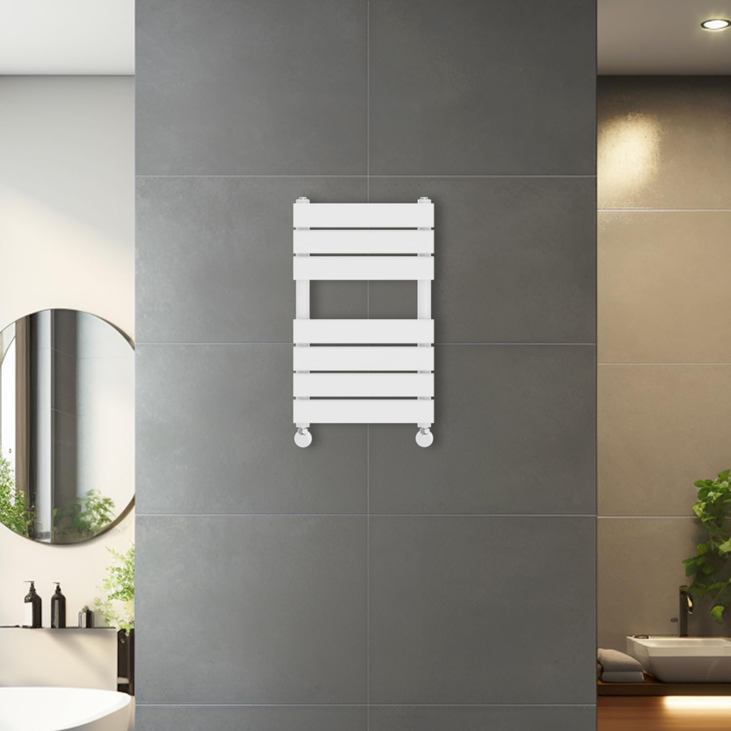 Blümme White 650 X 400Mm Heated Towel Rail Radiator Central Heating Modern Flat Panel Bathroom Warmer Wall Mounted Ladder Rad