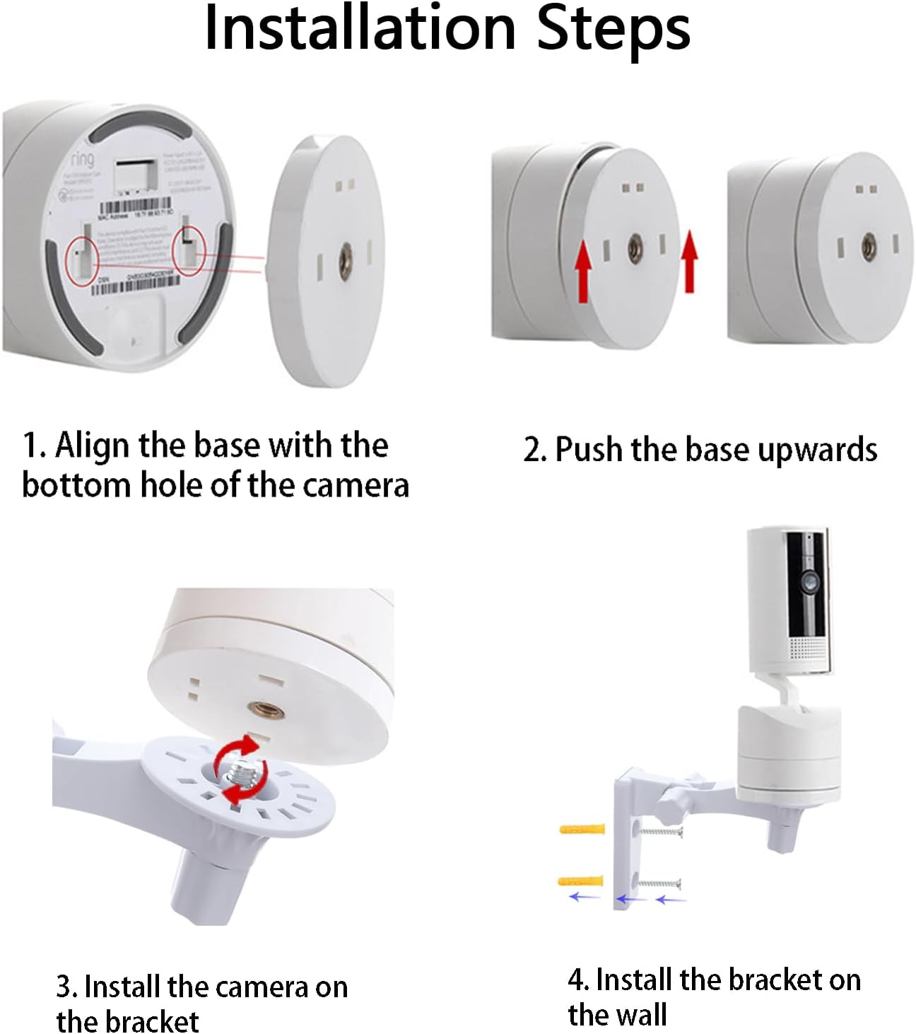 Wall Mount Only Compatible with Ring Pan-Tilt Indoor Cam (2024 Release)–Not Compatible with Other Ring Camera Models,2 Pack Adjustable Angles Bracket, Replacement for The Fixed Original Stand
