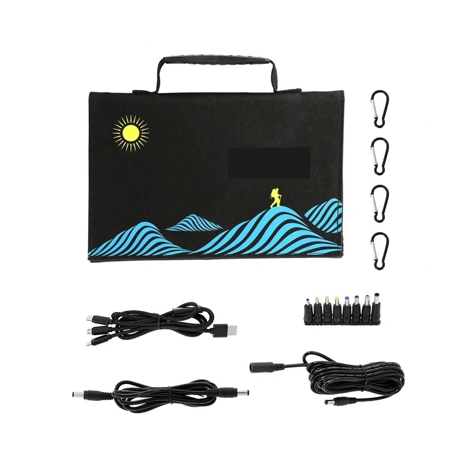 Cargador solar de 60W con panel solar plegable y salidas USB DC para móvil