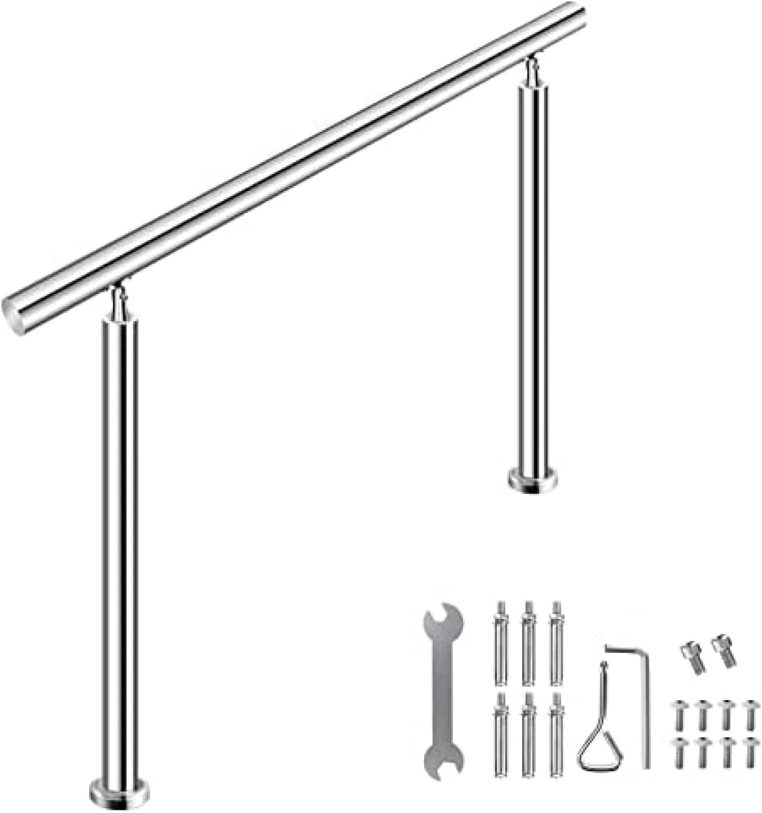 Stainless Steel Handrail, Silver Stair Handrail Load, Angle Adjustable
