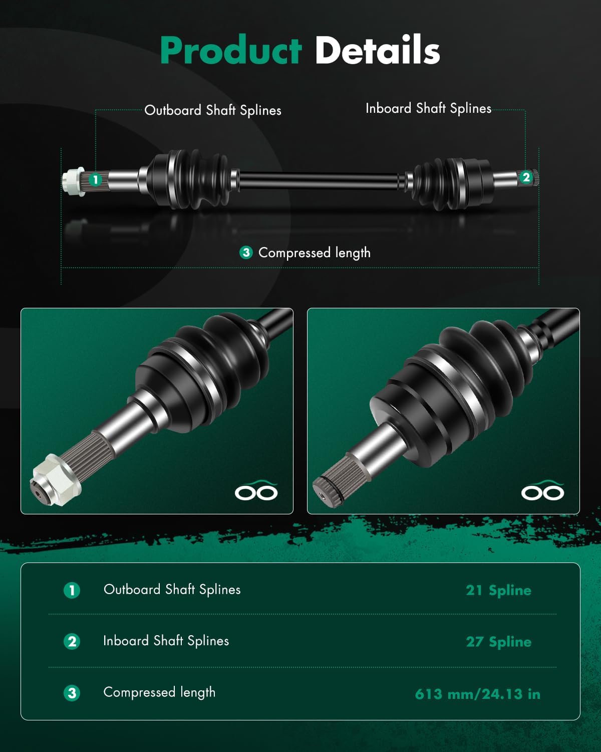 SCITOO CV Axle Shaft Assembly for Yamaha 2006-2009,for Yamaha 2004-2007 5KM-2510F-11-00 Front Left Driver and Right Passenger
