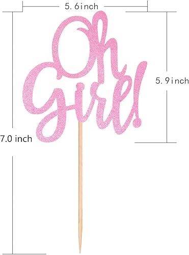 Miniatura 4 de Decoración de pastel rosa con purpurina de Oh Girl, decoración de pastel de baby shower para It'a A Girl Baby Shower Baby Shower Cake Party