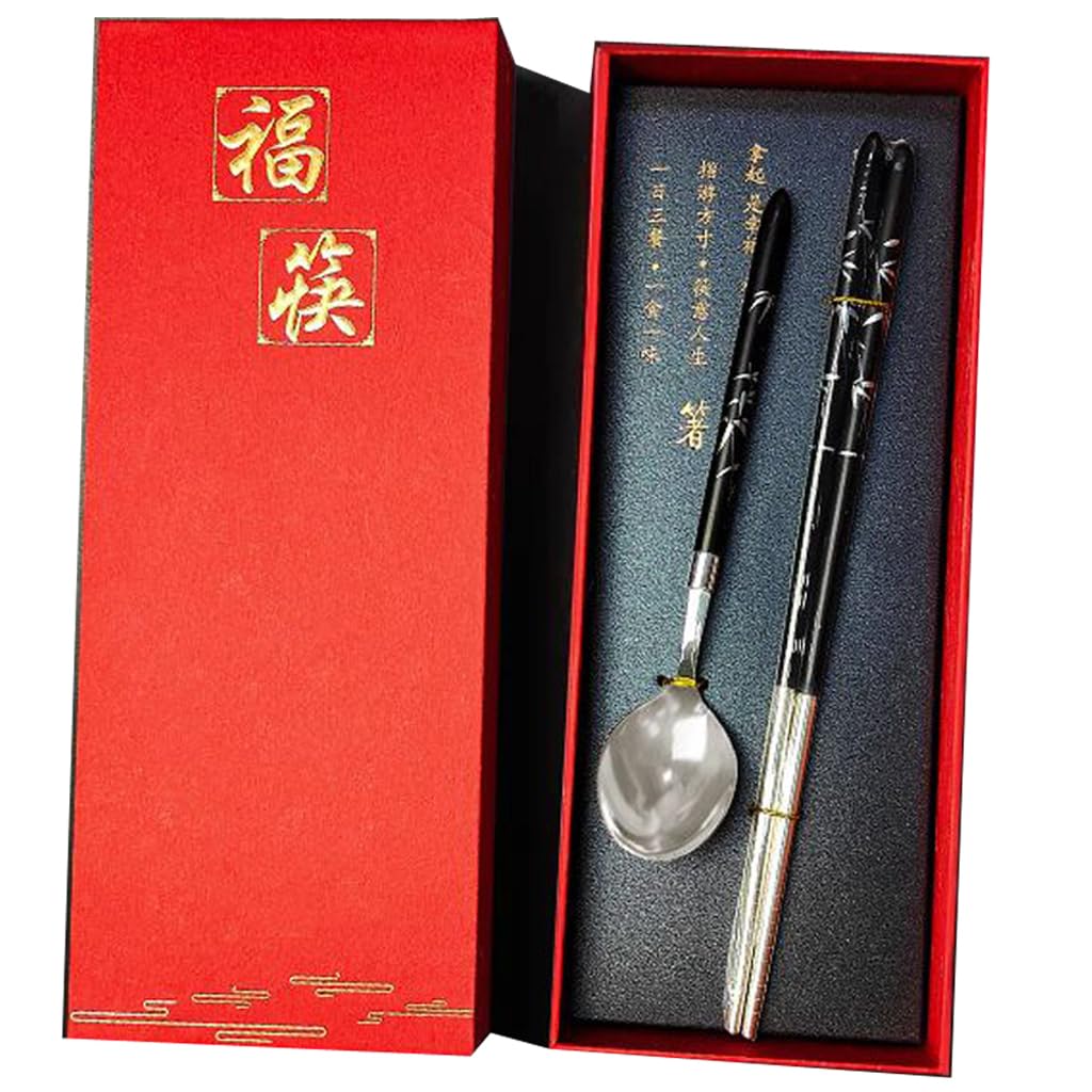 Ensembles de baguettes en argent sterling en bois réutilisables avec étui C | Lave-vaisselle coffre-fort antidérapant chinois japonais coréen Premium baguettes cadeau asiatique pour les amis de la famill