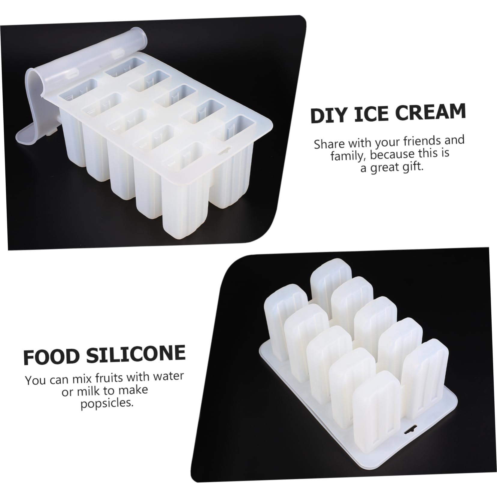 Moule à Glaces DIY en Silicone, Lot de 10 avec Bâtonnets