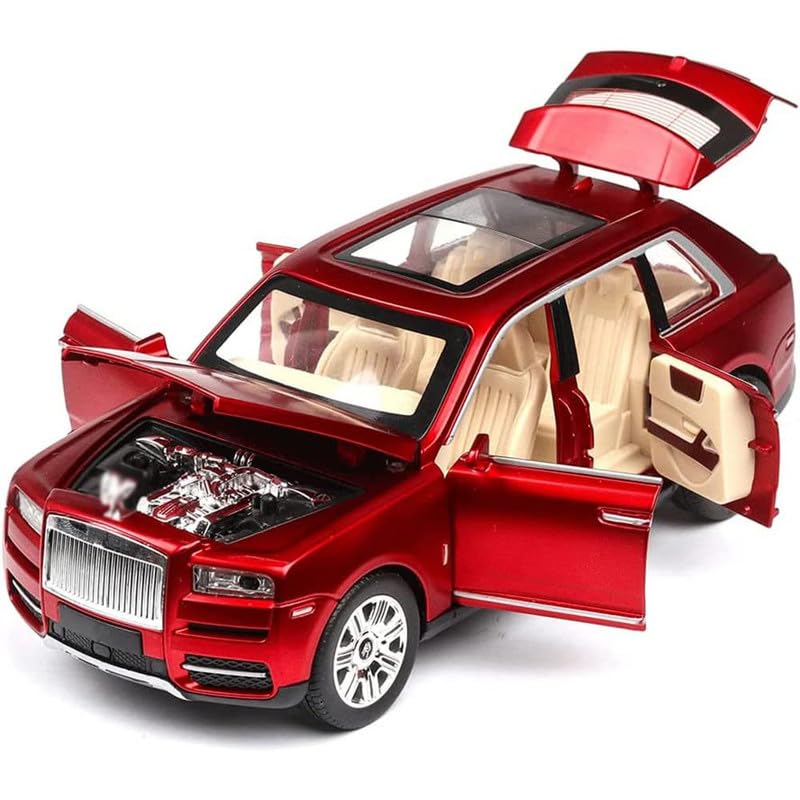 Image of Kids Model 1:24 RR Cullinan Die Cast Metal Car Pull Back Action Opening Doors with Realistic Engine Sound Lights Toy Car Gift for Boys - Multi