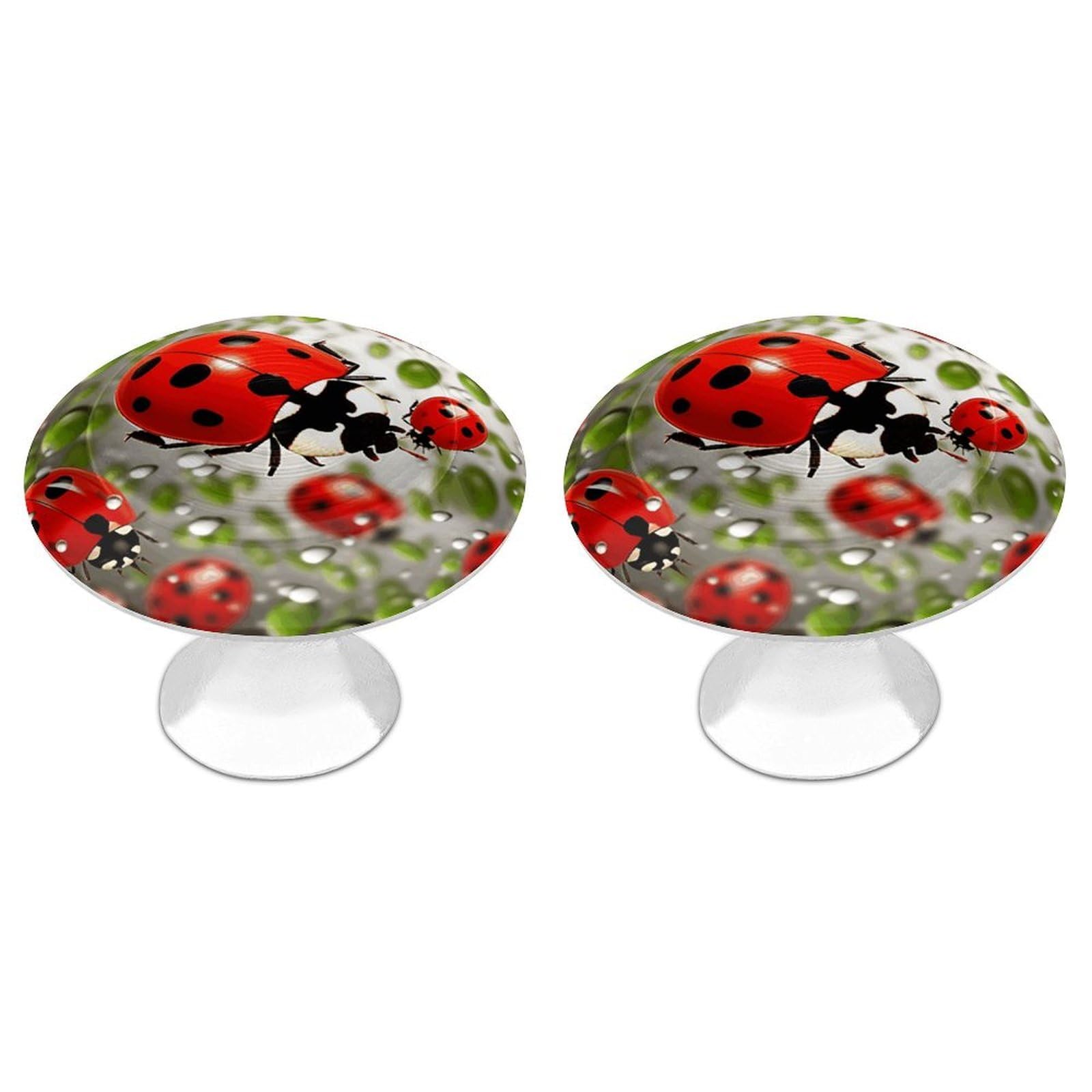 Vstadank Style Ladybug Drawer Pulls Sturdy Stainless Steel Door Handle Round Cabinet Knobs Fashion Dresser Drawer Knobs Door Pulls Exquisite Cabinet Handles Furniture Pull 2Pcs