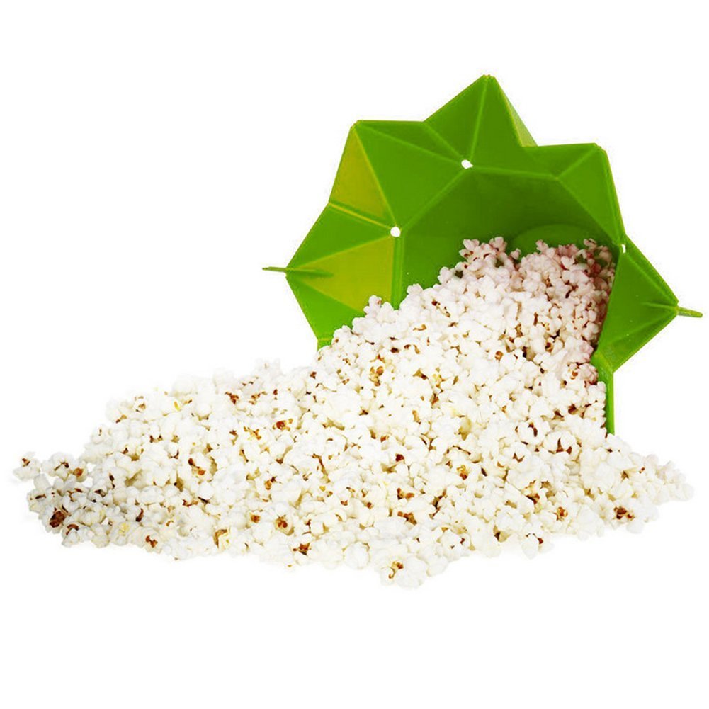 Palomitas de maíz para microondas, cuenco de silicona plegable, máquina de palomitas de maíz de aire caliente, máquina saludable, no necesita aceite, sin BPA y PVC (verde)