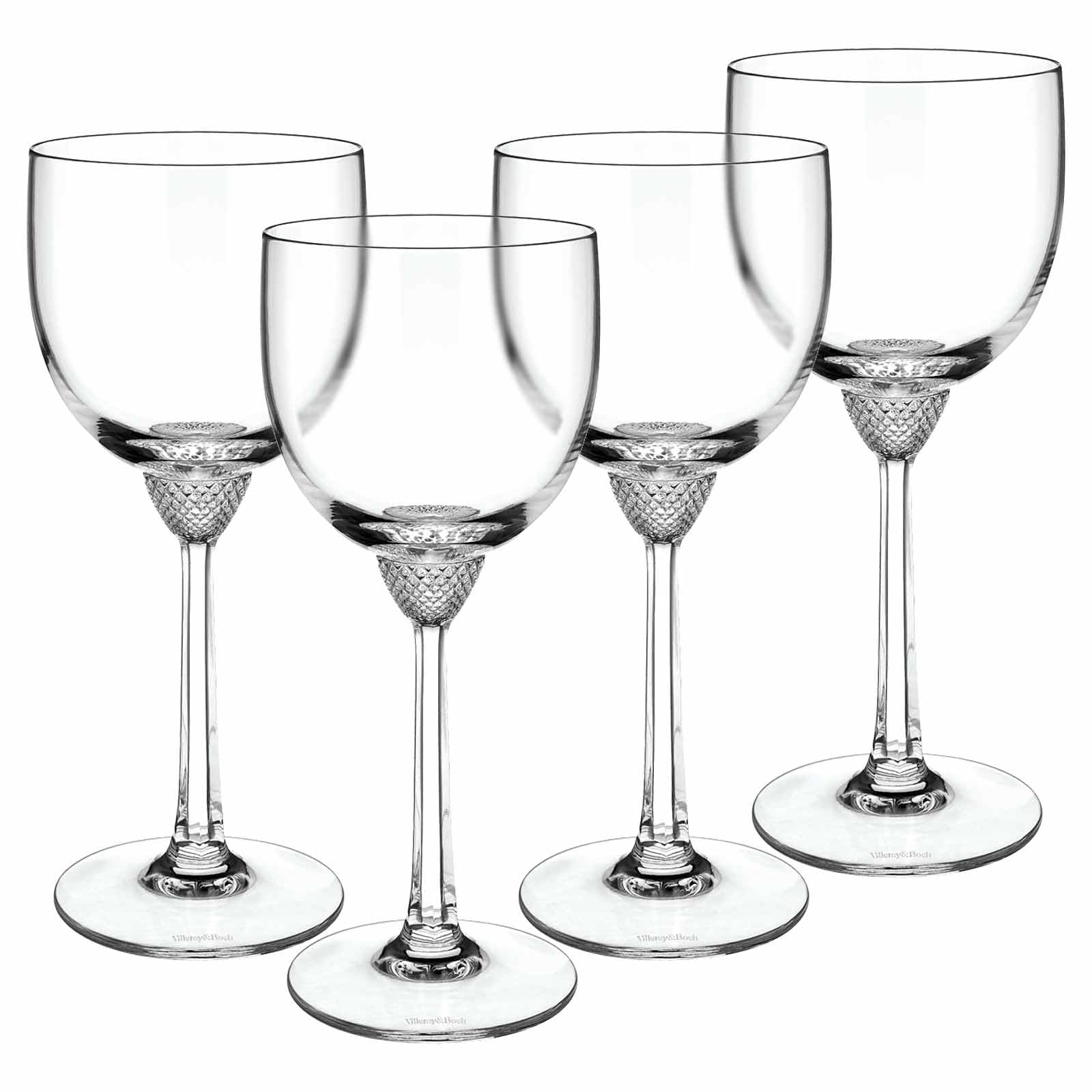 Villeroy & Boch Signature Octavie - Juego de 4 copas de vino tinto, 280 ml, cristal nostálgico con decoración de piedra en punta bajo la Kuppa, 196 mm, transparentes, aptas para lavavajillas