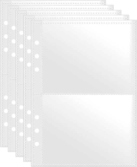 A5 Index Card Sleeves Binder Sheets 50 Pack Clear