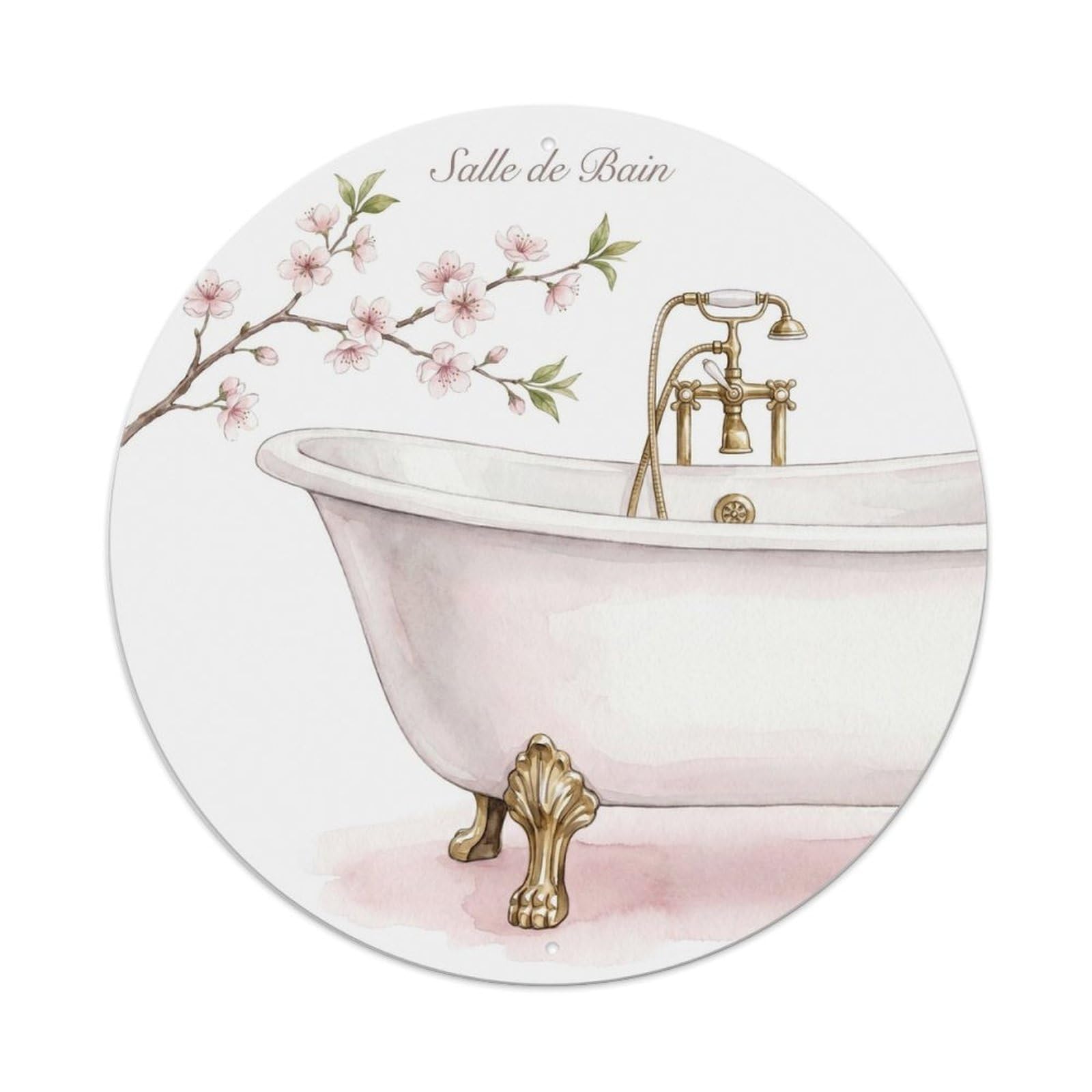 Yrnq Vintage Style Salle Cherry Relaxing Bathroom Wall Vintage Metal Tin Sign Plaque Wall Decor For Cafe, Club, Garden Round Metal Poster 8X8inch