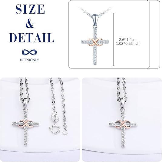 MicLee Orecchini croce - simbolo dell'infinito con zirconi da donna ragazze orecchini di croce in argento 925 gioielli eleganti, Argento