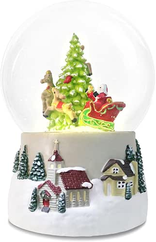 Winter Deer Musical Christmas Snow Globe LED Light Up, Snowflakes