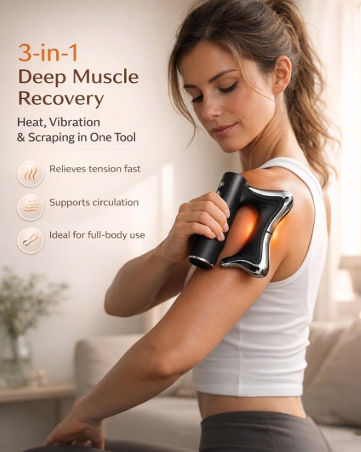 Heated Muscle Scraper Massage Tool,2026 Electric Fascia Knife with Vibration,Massage& Heat,3-in-1 Portable Handheld Gua Sha Massager for Full Body Muscle Recovery,Relaxation,Pain Relief