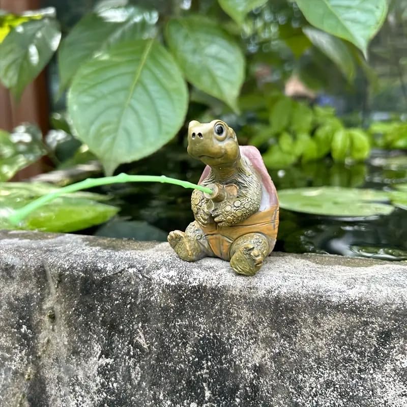 Charming Resin Turtle Fishing Statue, for Outdoor Garden, Patio, and Pond Decor, Ideal Gift Turtle Decor - Image 4
