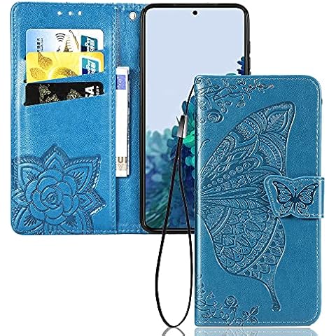 MEMAXELUS Premium Wallet Case for Nokia C100, Nokia C100 Case with Kickstand Card Holder Slot Butterfly Design Magnetic Flip Leather Protective Case for Nokia C100 Flower Butterfly Blue SD Cover