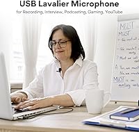 Vista 6 de MAONO Micrófono USB Lavalier, 192KHZ/24BIT Enchufa y usa Omnidireccional Micrófono de solapa Clip de collar de camisa para PC, computadora, Mac